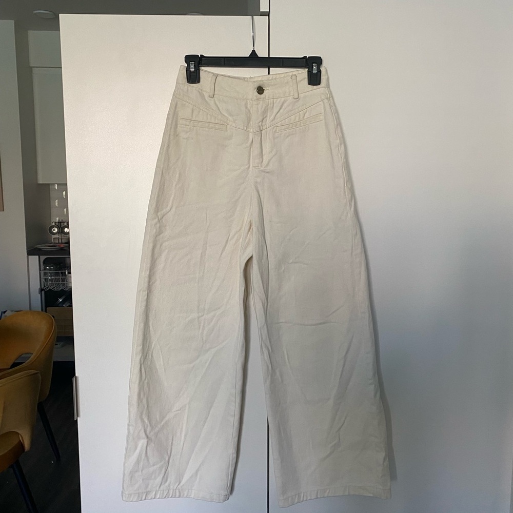 Women’s High Waisted Wide Leg Cream Pants